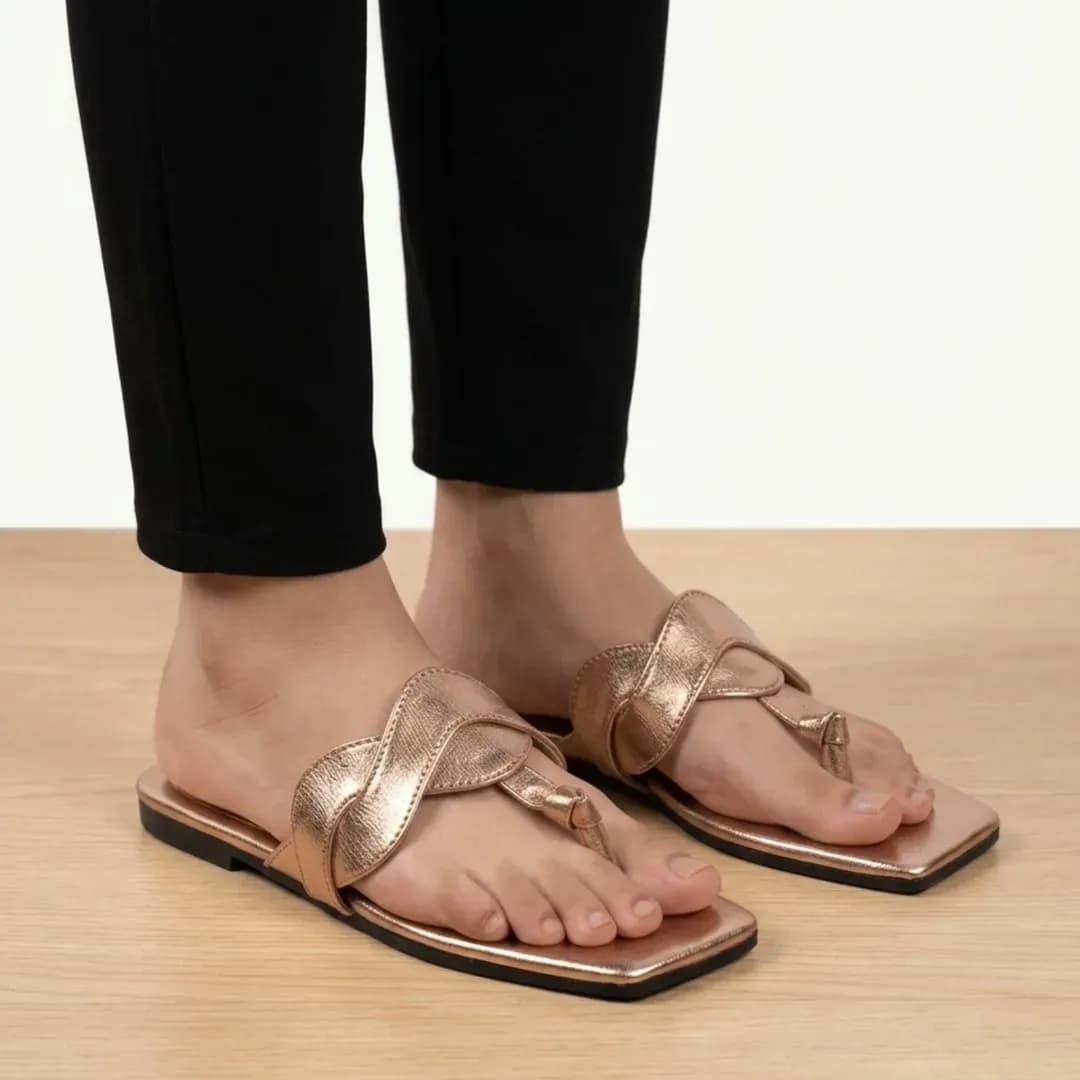 Peach Cross Toe Flat Sandals for Women