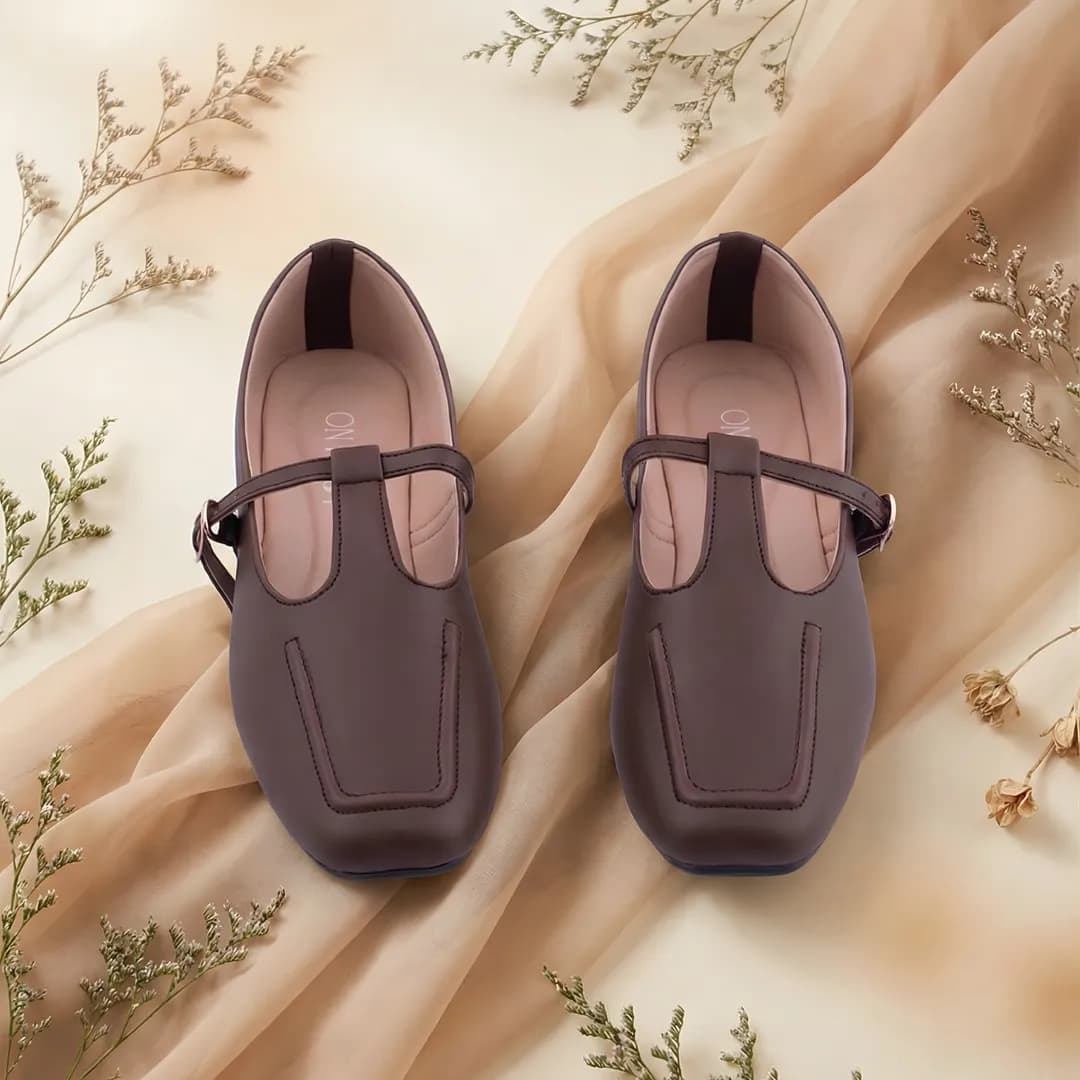 Women Brown Rexine Pumps with Strap Formal Casual Wear