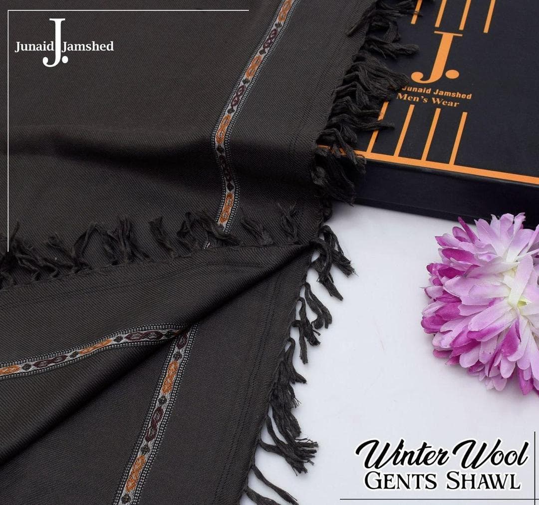Junaid Jamshed Wool Gents Shawl Grey Winter Warm 3 Yard