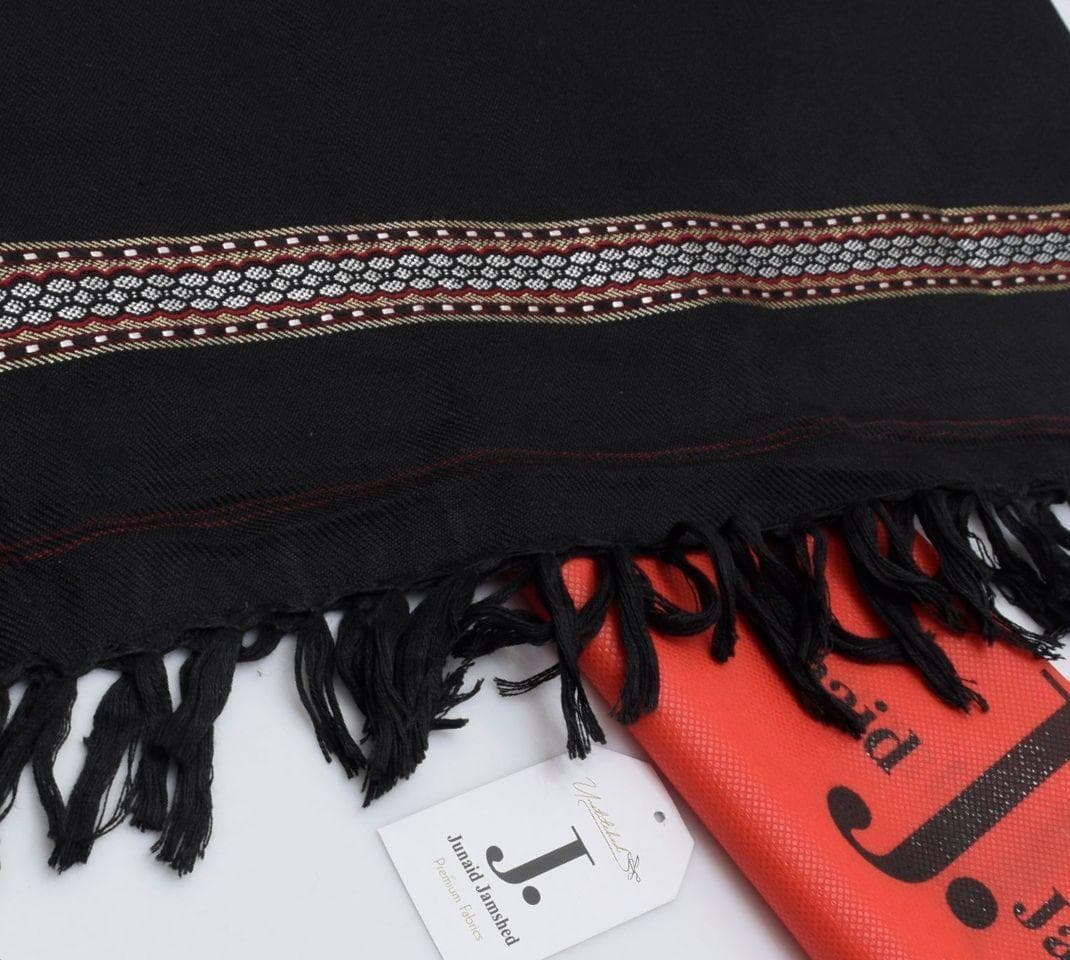Black Embroidered Wool Shawl for Men Winter Formal Casual