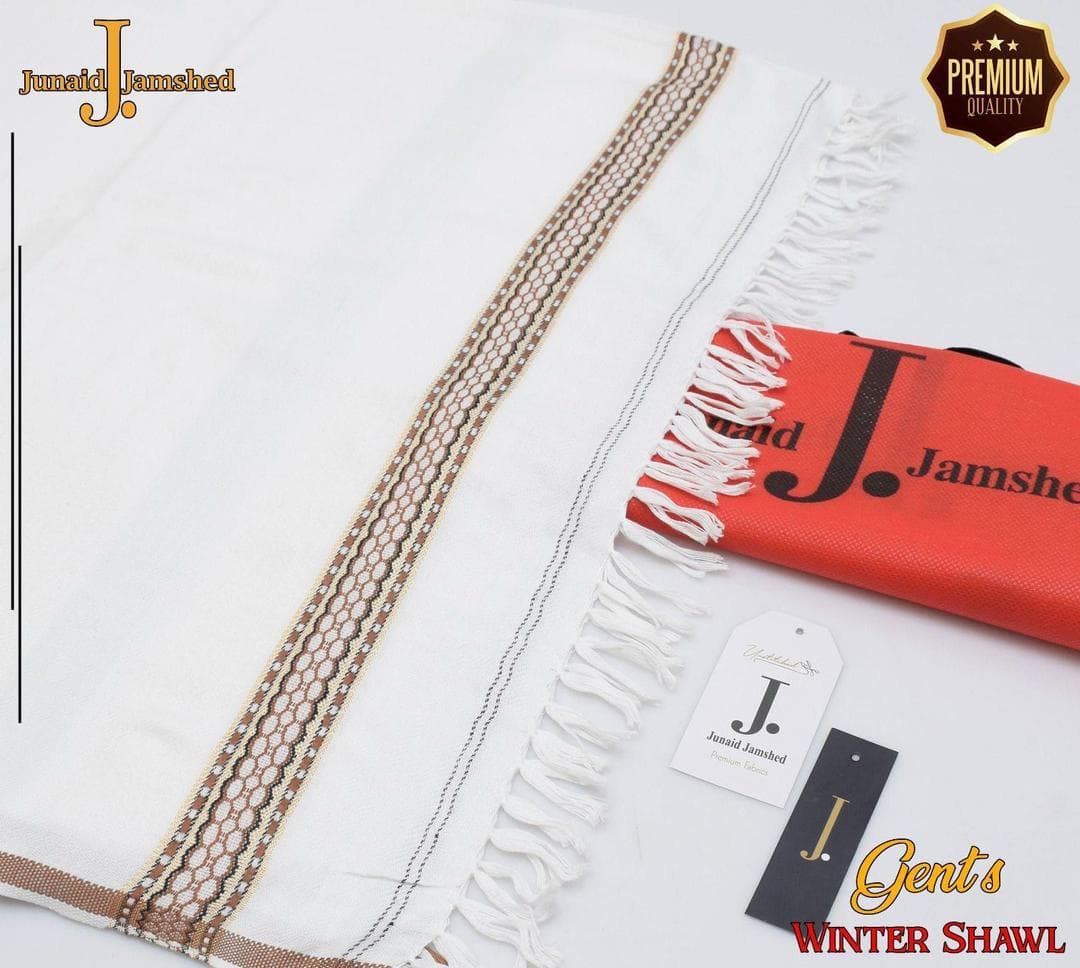 White Embroidered Wool Shawl for Women Winter Warmth