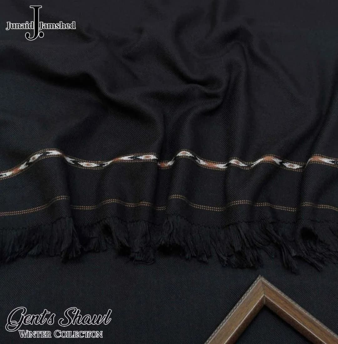 Junaid Jamshed Men Wool Shawl Black Fringed