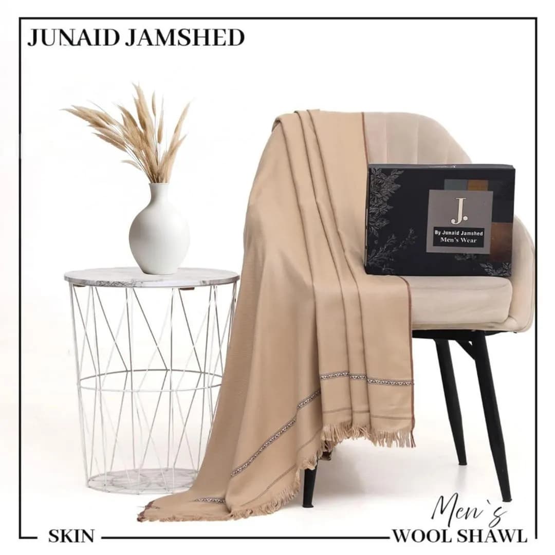 Men's Beige Wool Shawl 2.5 Gazz Pashmina Winter Warm