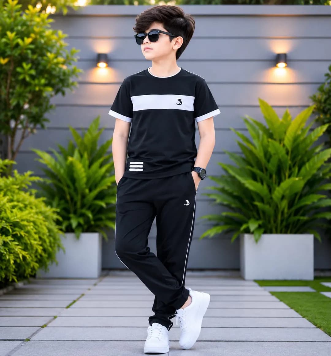2 Pcs Boy's Dri-Fit Plain Tracksuit
