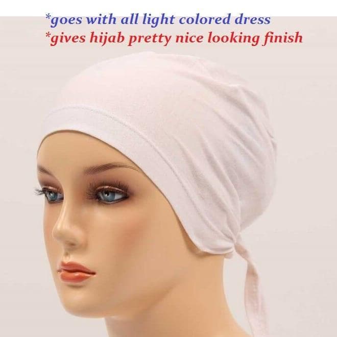 Net Hijab Cap White Adjustable Tie for Women
