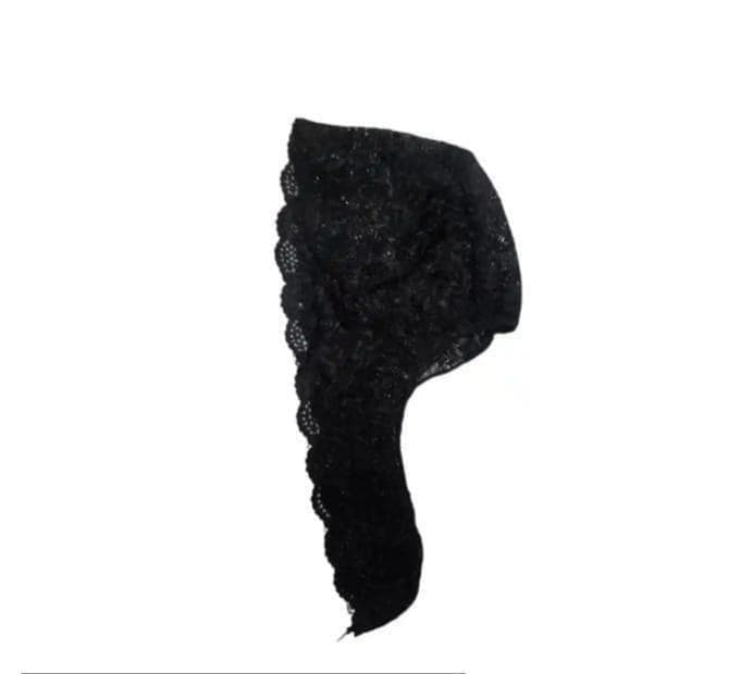 Black Net Hijab Cap with Stone Detailing for Women
