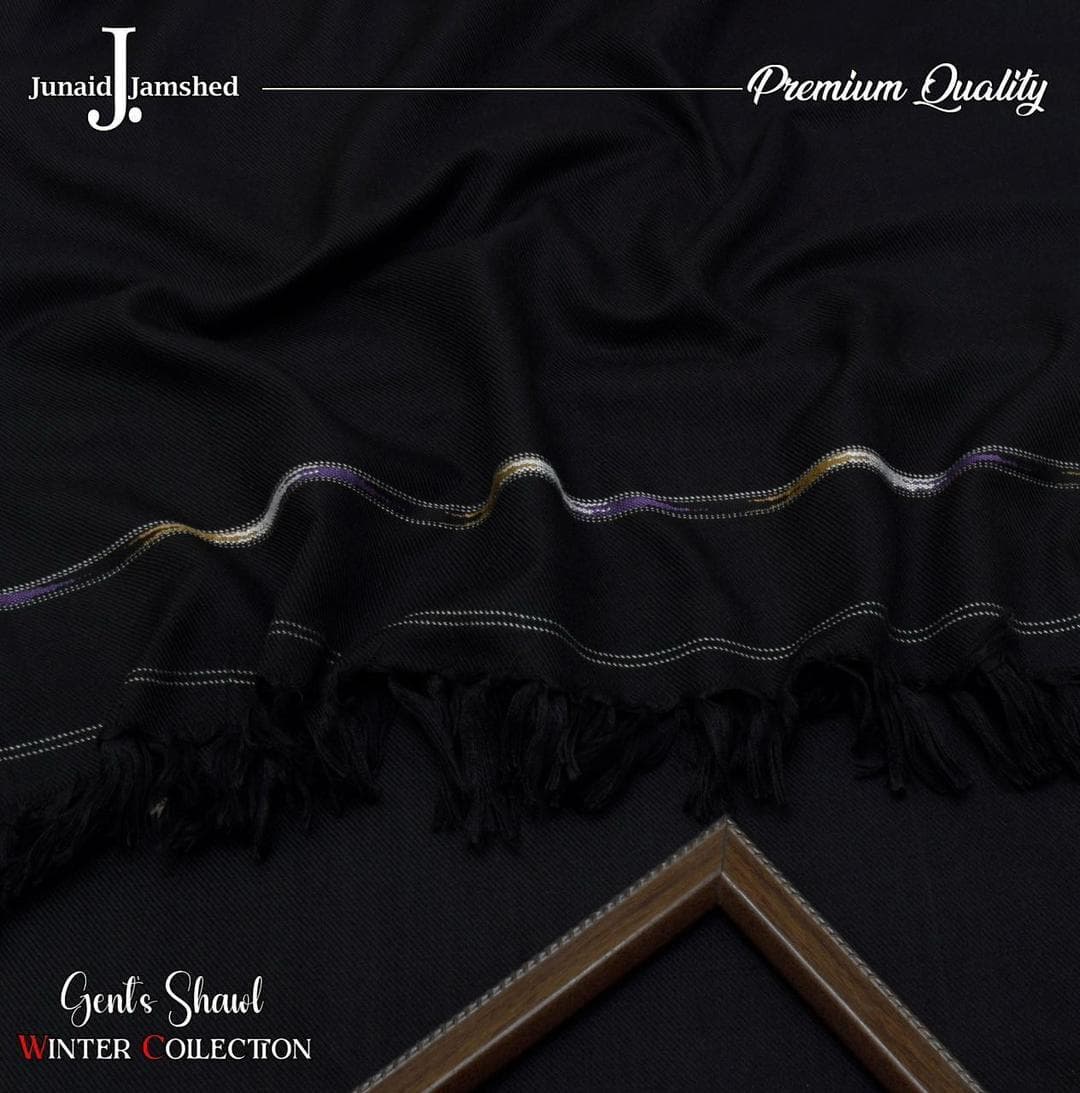 Black Wool Embroidered Gent's Shawl Winter Collection