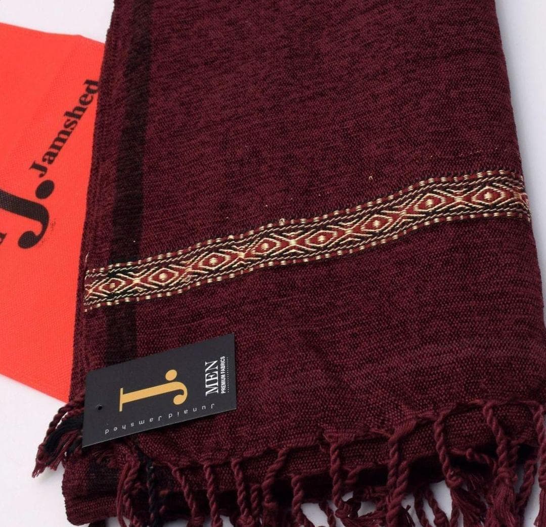 Luxury Embroidered Velvet Shawl Maroon Winter Warm