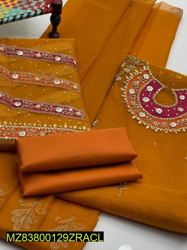 Organza Suit with Heavy Embroidery for Weddings & Festivals