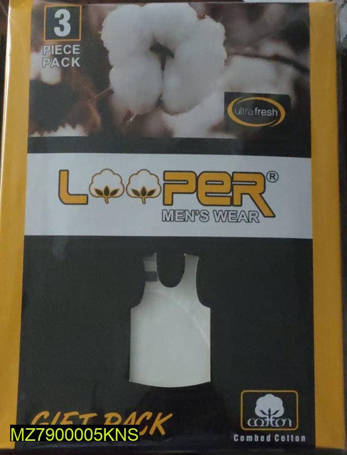 Men's Cotton White Vests 3 Pcs All Sizes