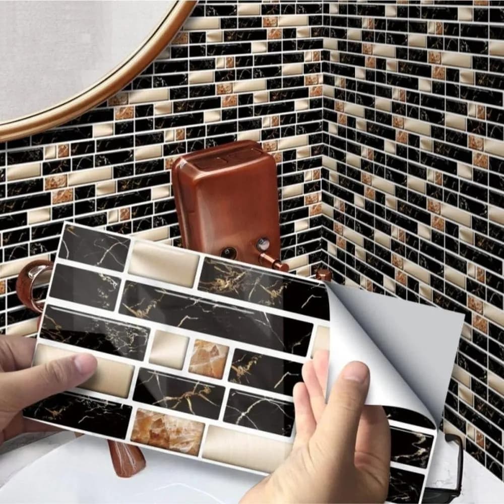 Self-Adhesive Marble Wall Stickers Black Gold Bathroom Decor