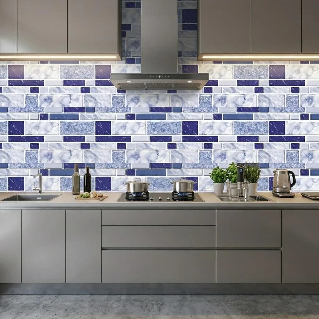Blue Marble Wall Sticker 100 Pcs Easy Install