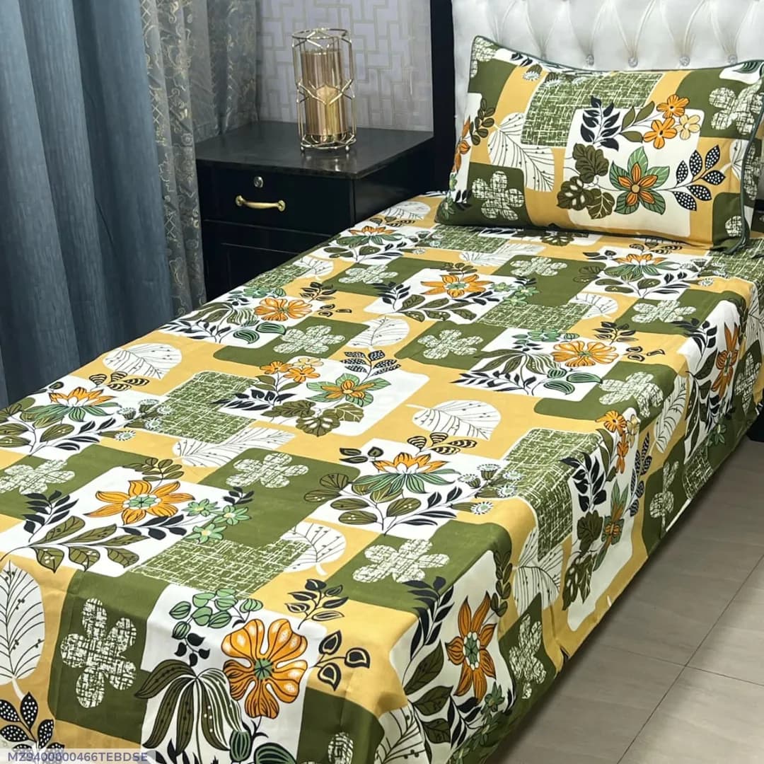 Green Floral Patchwork Single Bed Sheet Set