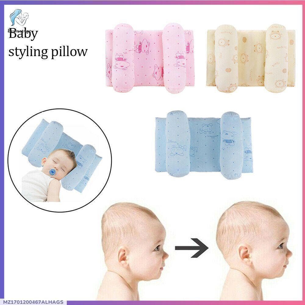 Organic Cotton Foldable Baby Head Pillow Pink Blue Cream