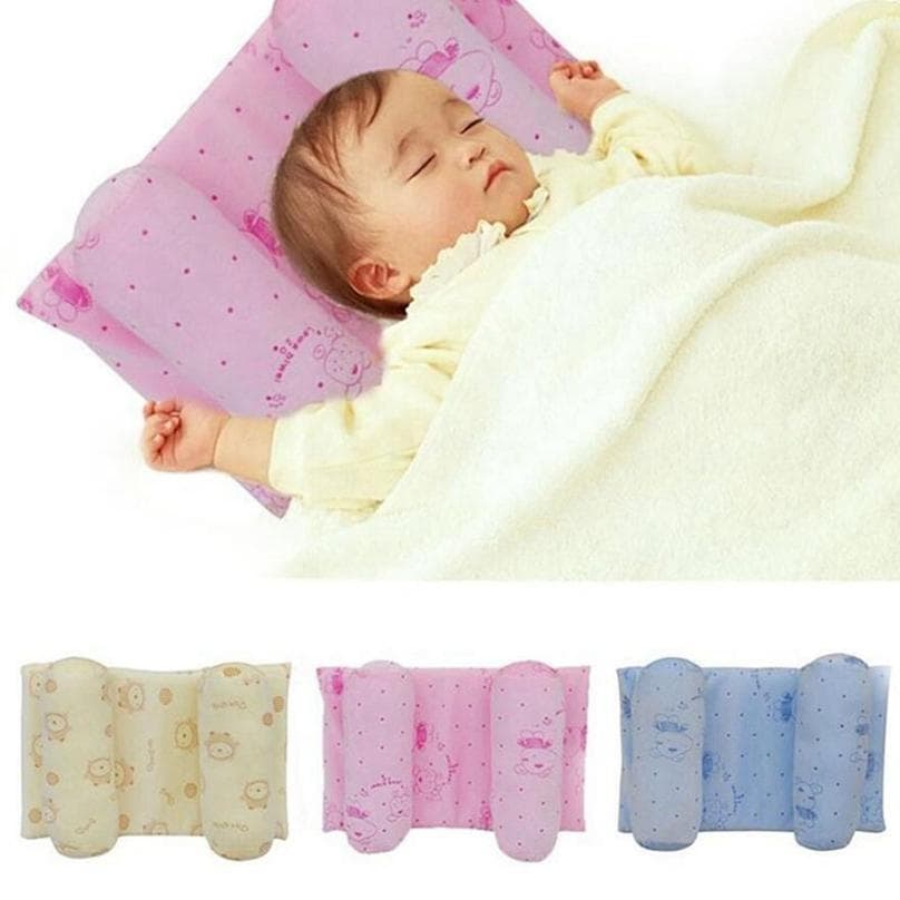 Organic Cotton Foldable Baby Head Pillow Pink Blue Cream