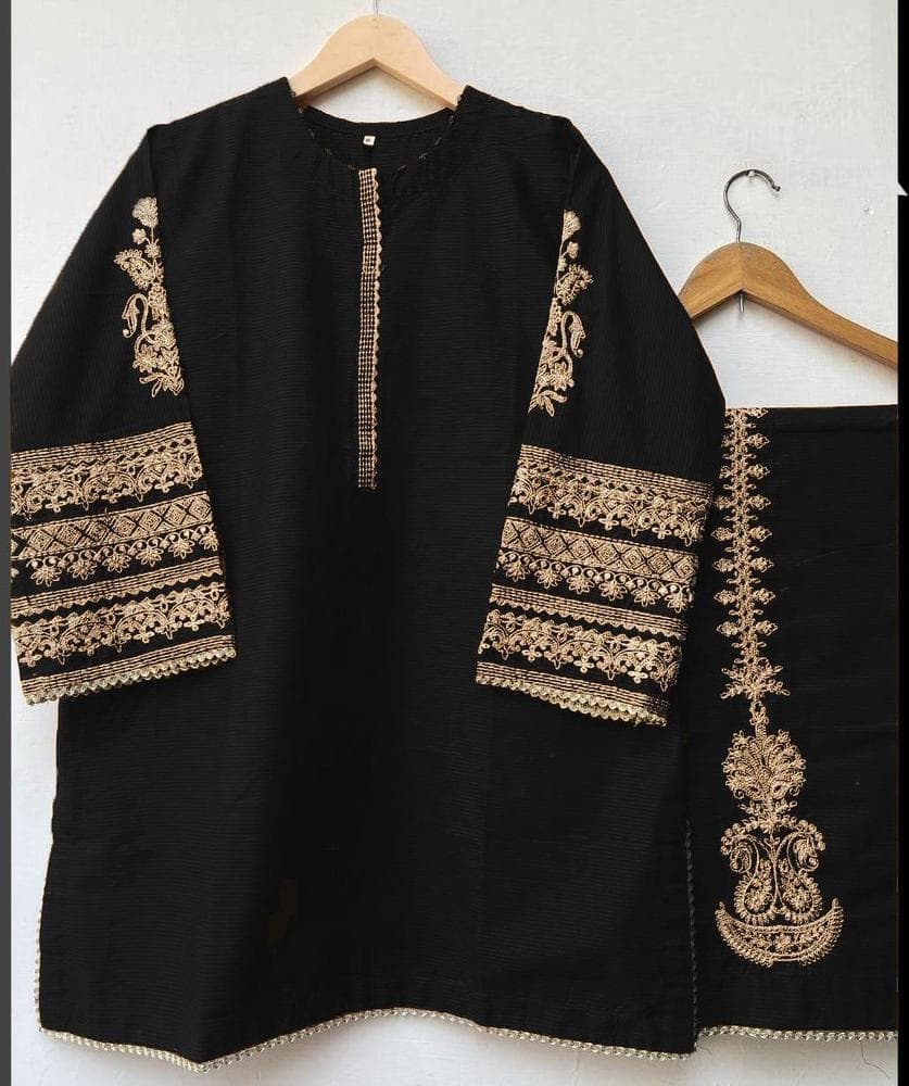 Black Zari Tilla Embroidered Kurta Set for Women