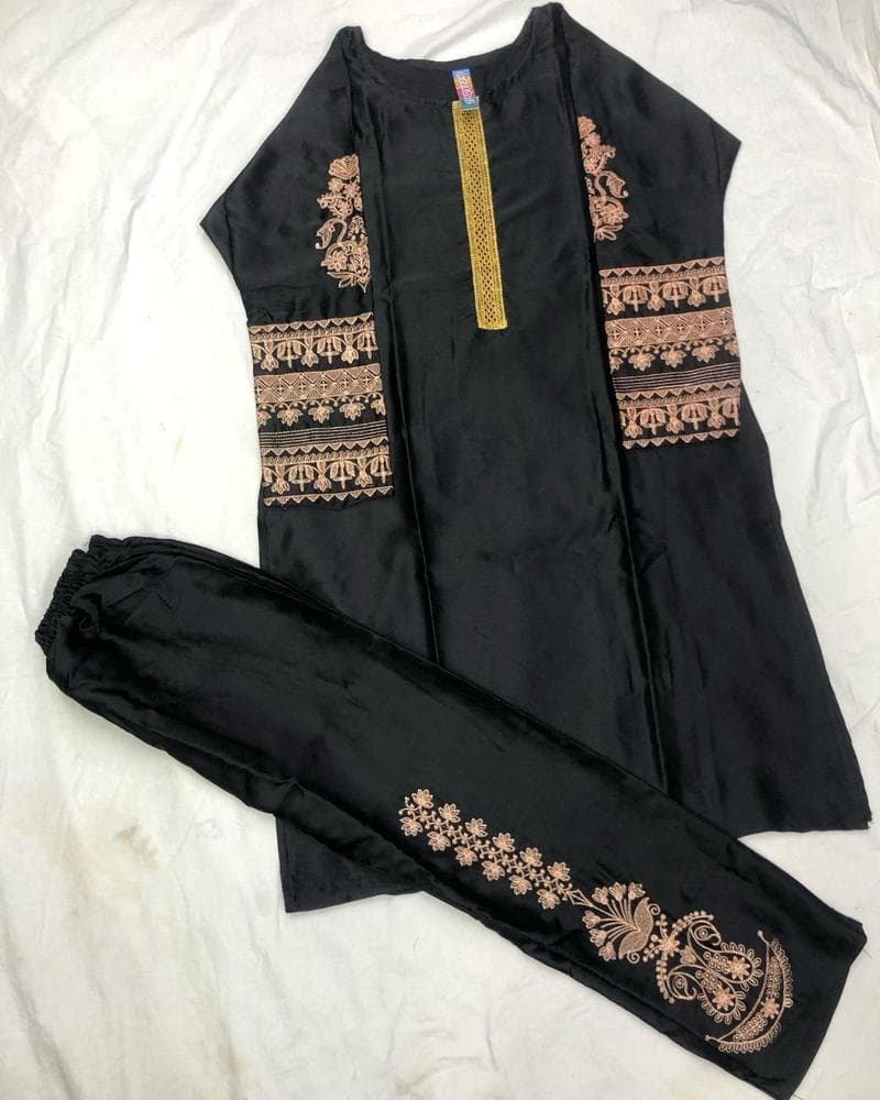 Black Zari Tilla Embroidered Kurta Set for Women