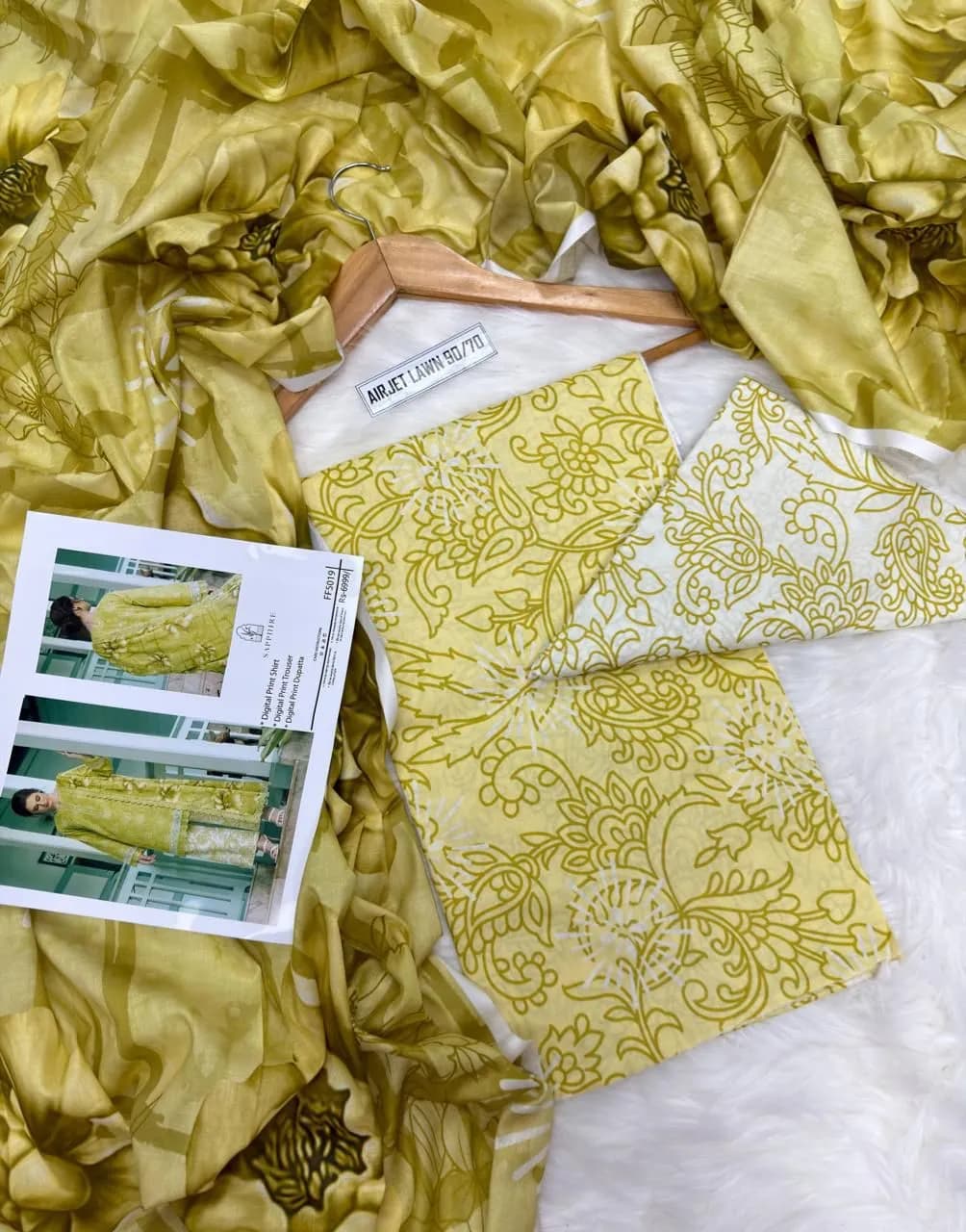 Green Digital Print Lawn 3Pcs Set