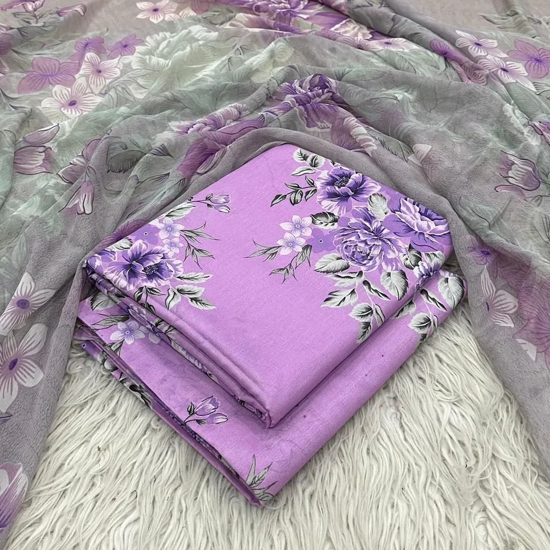 Purple Lawn 3Pcs Embroidered Suit for Women