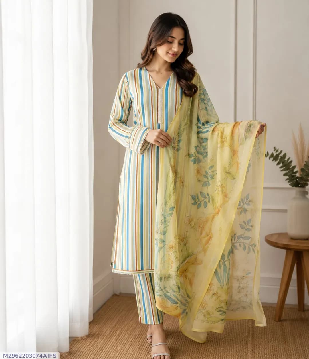 Women's 3-Piece Digital Print Lawn Suit Yellow