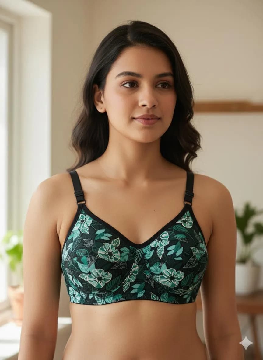 Silk Printed Bra with Floral Design for Women