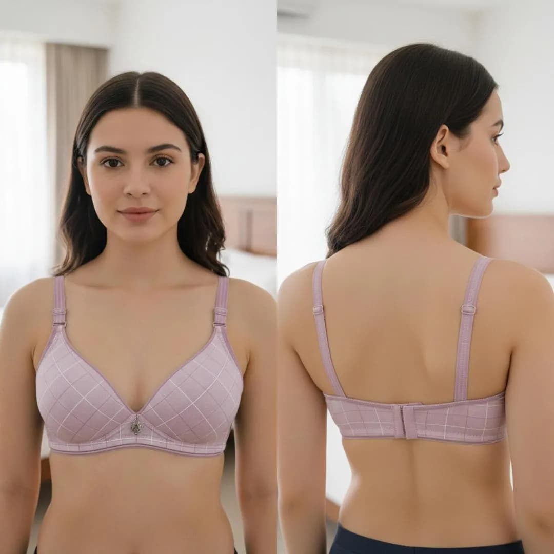 Lightweight Grid Bra with Padded Cups & Adjustable Straps