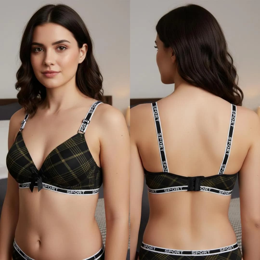Malai Padded Bra Black Adjustable Wide Straps