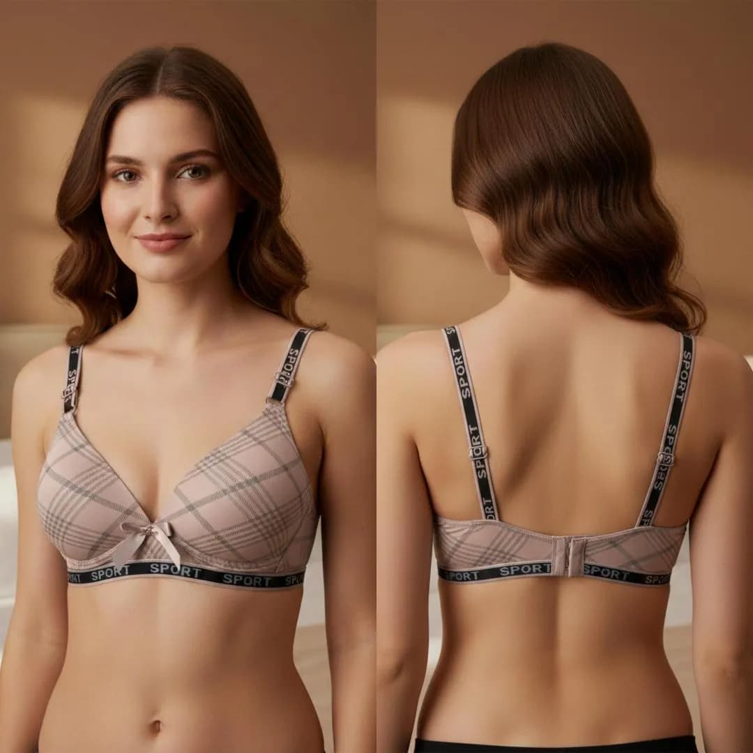 Malai Padded Bra Beige Lavender Charcoal Gray Adjustable Back Band