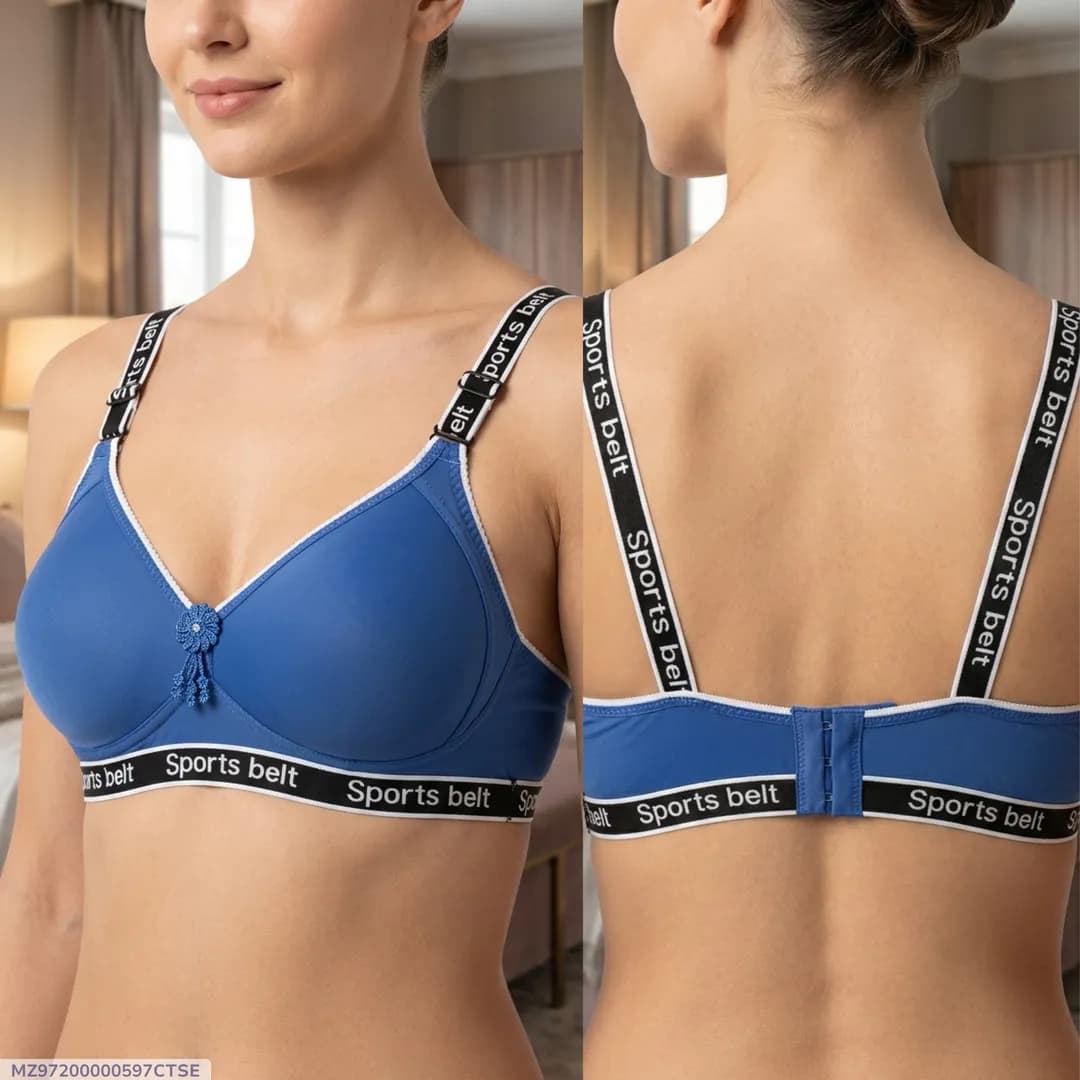 Women Blue Sport Belt Bra A Cup Adjustable Underwear