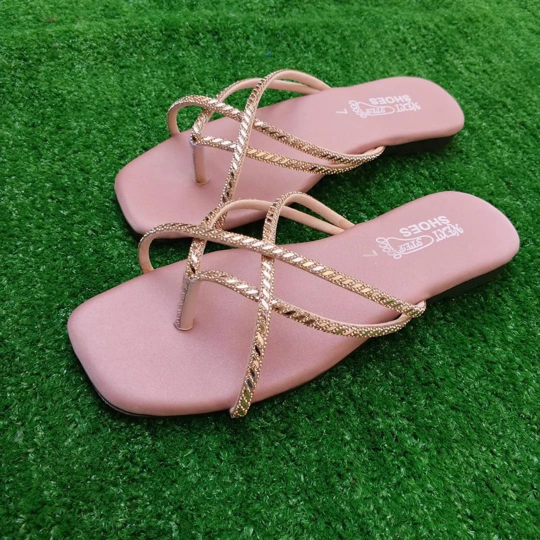 Trendy Gold Strap Flat Sandals for Women