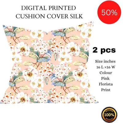 Digital Floral Cushion Covers Set of 2 Pink