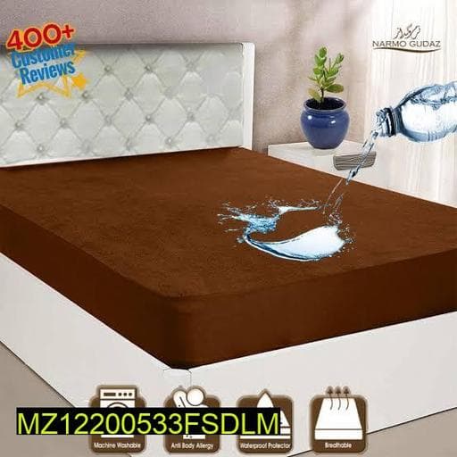 Waterproof Cotton Mattress Protector Brown Double Bed