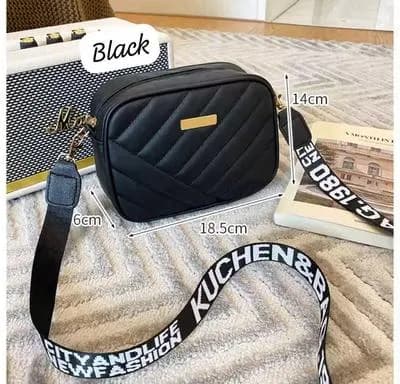 Black Quilted Crossbody Bag 18.5cm