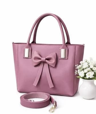 Pink Leather Bow Shoulder Bag for Women