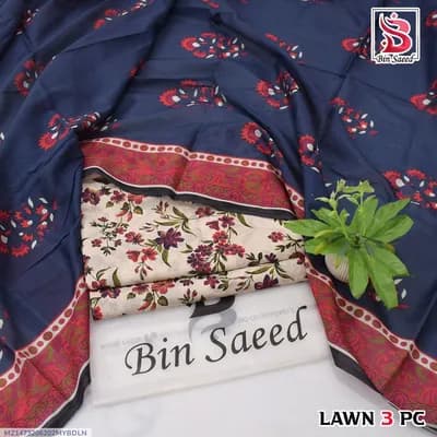 3 Pcs Women's Unstitched Digital Print Suit