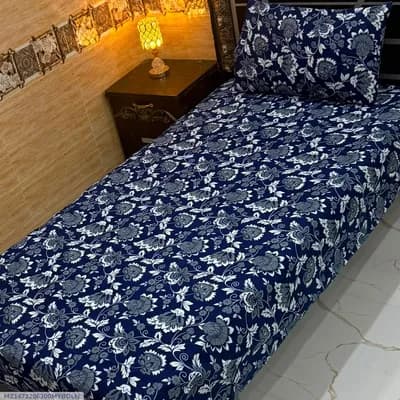 Vibrant 4 Pcs Crystal Cotton Printed Single Bedsheet