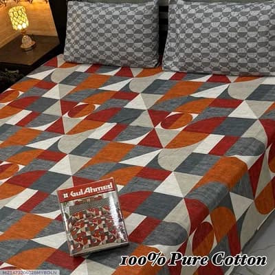 100% Pure Cotton Double Bedsheet Set Multicolor