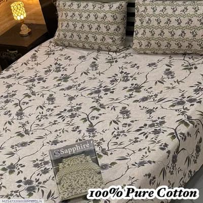 100% Pure Cotton Printed Bedsheet Set Double Bed Brown