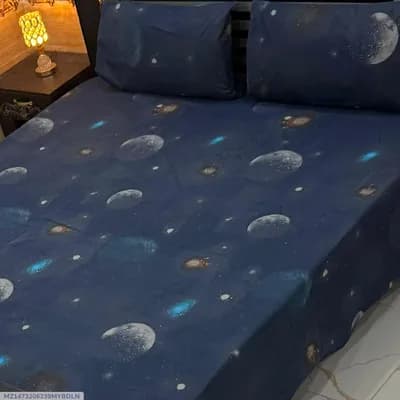 Elegant 3 Pcs Export Cotton Printed Double Bedsheet