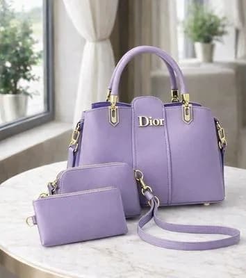 Dior Purple Leather Handbag Set for Women