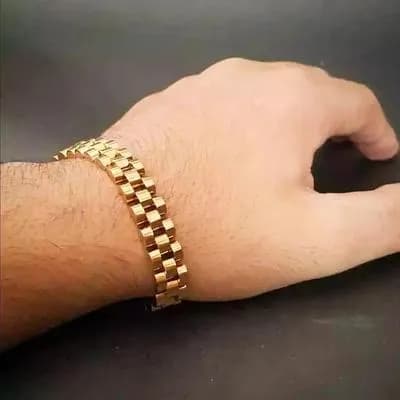Stainless Steel Men's Gold Hand Chain Bracelet