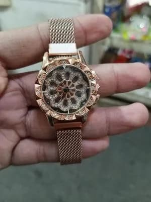 Rose Gold Floral Dial Watch for Women