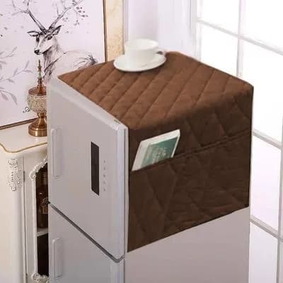 Quilted Dustproof Refrigerator Cover Brown
