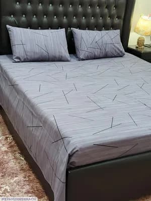 Purple Printed Cotton Bedsheet Set for Double Bed