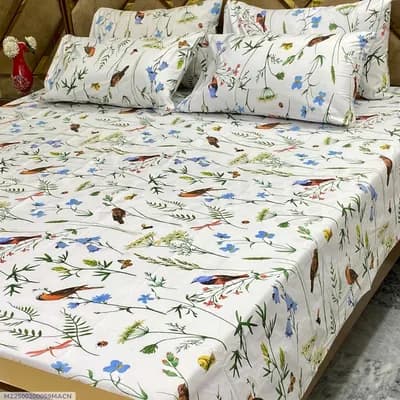 5 Pcs Cotton Printed Double Bedsheet