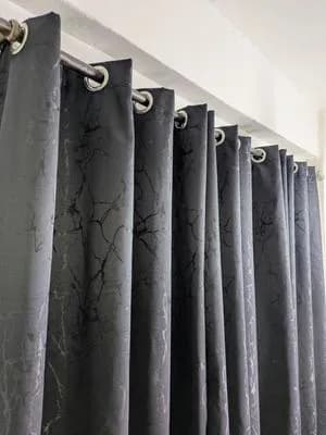Black Velvet Curtains with Marble Pattern for Home & Office