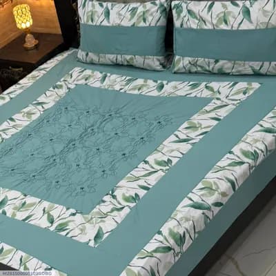 3 Pcs Cotton Sotton Patchwork Double Bedsheet