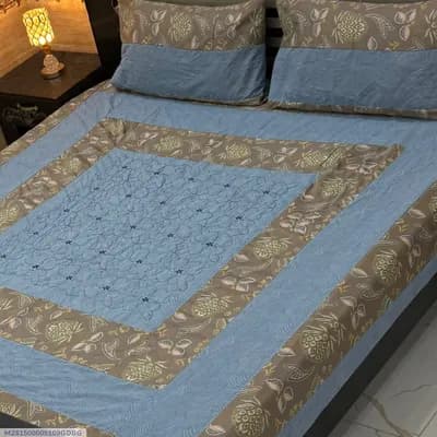 3 Pcs Cotton Sotton Patchwork Double Bedsheet