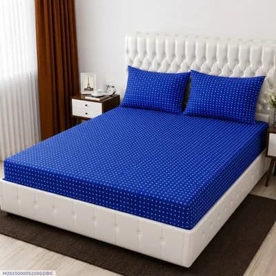 3 Pcs Cotton Printed Double Bedsheet