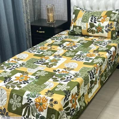 Green Floral Patchwork Single Bed Sheet Set